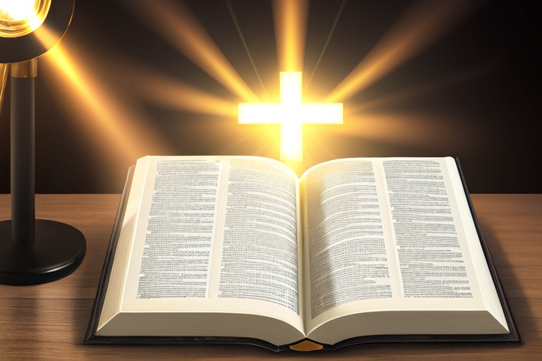 open Bible with cross overlay
