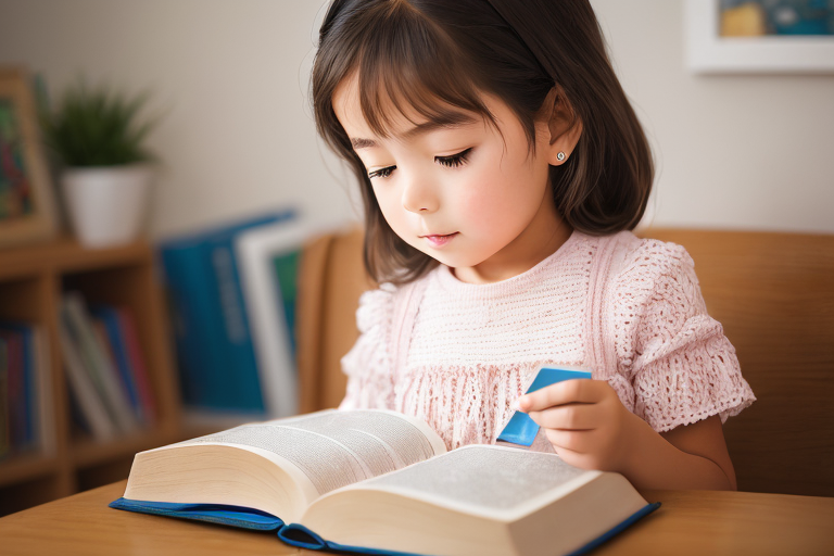 6-year old girl child reading Bible