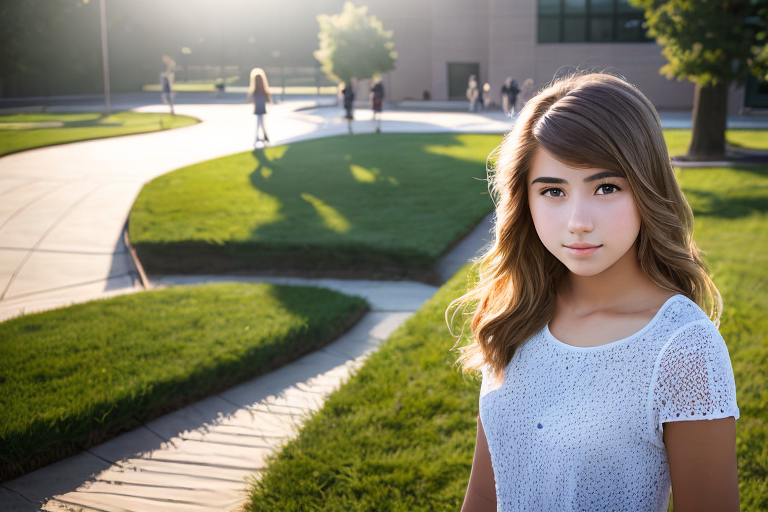 young girl at school