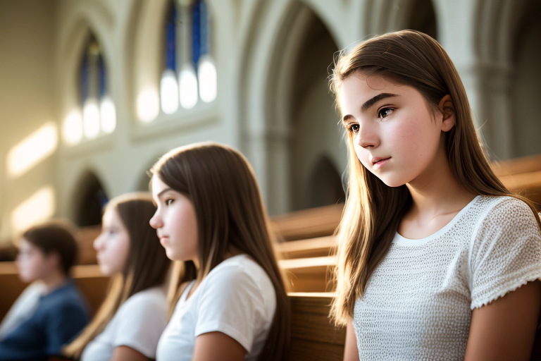 teen at church, worship service, teen girl, young girl