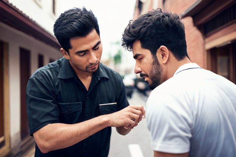 man helping another man